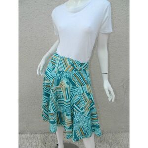 Odille Full‎ Skirt Teal Abstract Lined Skirt Size 2